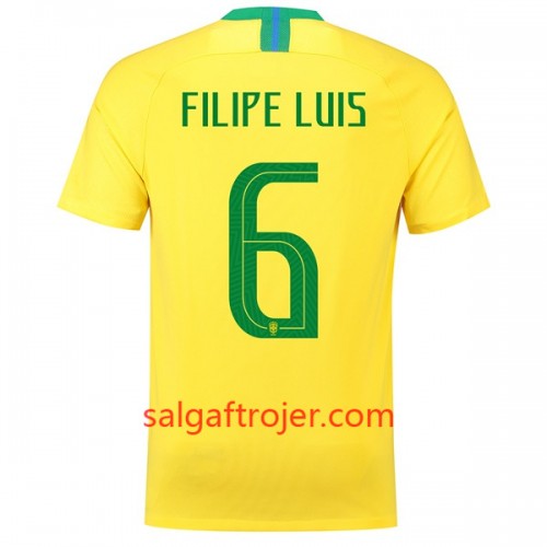 Brasilien Fodboldtrøjer Filipe Luis 6 Hjemmebanesæt VM 2018 Brasilien Fodboldtrøjer Filipe Luis 6 Hjemmebanesæt VM 2018